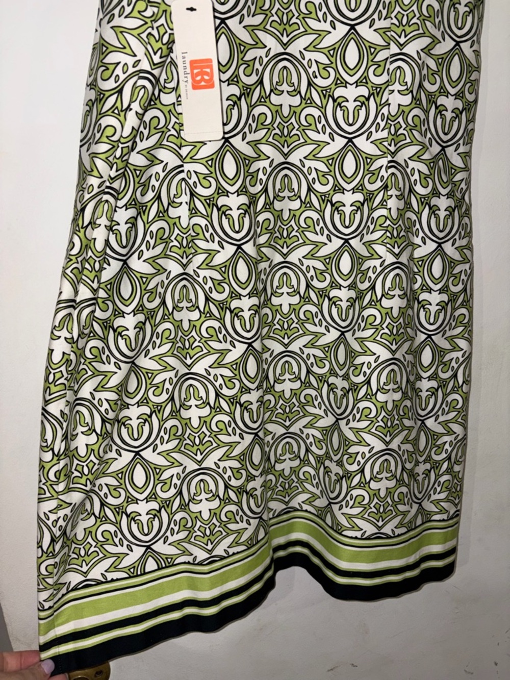 NWT Laundry by Design Green and White Patterned Sleeveless Midi Dress - Picture 6 of 8